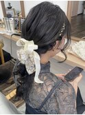 編み下ろしお呼ばれスタイル リボン×金箔