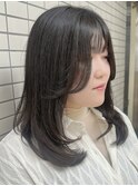 レイヤーカット/小顔カット/顔まわりレイヤー/前髪カット/パーマ