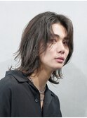 渋谷メンズボブウルフメンズミディアム毛流れスパイラルパーマ