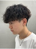 再現性高い波巻きスパイラルパーマ×刈り上げマッシュ