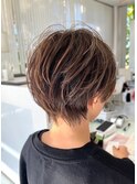 【UHair】大人丸みナチュラルショート/ハイライト/白髪ぼかし/艶
