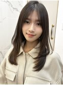 20代30代40代◎前髪パーマ韓国風巻きくすみベージュお団子ヘア