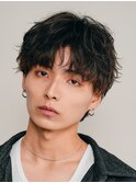 無造作パーマシャドウパーマ黒髪マッシュメンズウルフヘアカット