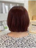 【暖色カラー】ピンクレッド×レイヤーボブ