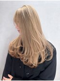 ロング顔周りレイヤー韓国ヘアくびれヘア_ba551762