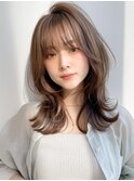 シースルーバング艶感セミディ小顔カット愛され#348g0204