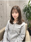 【銀座】シースルーバングレイヤーのオリーブベージュ
