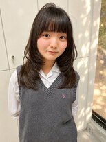 ユイマァル 岡山店(YUIMARL)&nbsp;岡山レイヤーカット20代30代顔周りカットオリーブベージュ