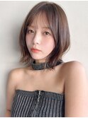 グレージュミルクブラウンハッシュカット外ハネボブa