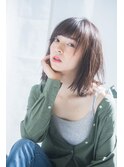 伸ばしかけ 切りっぱなしボブ ネイビーカラー フレンチボブ 登戸