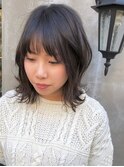 ふわミディ/斜めバング