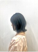 襟足外ハネ/小顔/前上がりミディアム/黒髪/無造作ヘア/30代40代