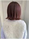 ピンクベージュ×切りっぱなしボブ♪