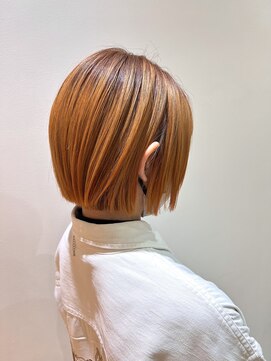 シモキタジャムズ ミニボブ×オレンジ＊ダブルカラー/ケアブリーチ/オレンジカラー