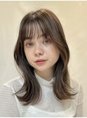 切りっぱなしボブエアリーロング美髪ピンクブラウン