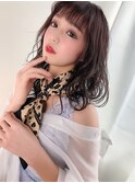 マロンベージュAラインボブかきあげ（ベース丸形逆三角卵型四角