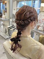 ヘアセット ポニーテール ローポニー リボンアレンジ