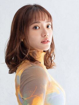 アース クロスガーデン川崎店(HAIR&MAKE EARTH) 川崎＿レデイース＿ミディアム＿ブラウン＿パーマ＿小顔
