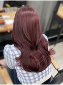 ブリーチなしWカラーチェリーピンク×レイヤーカット