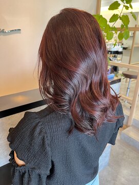 メデル(mederu) ブリーチなしダブルカラーワインレッドボルドーカラー大人可愛い