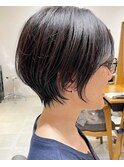 ●前下がりショートボブハンサムショートカットカラーパーマケア