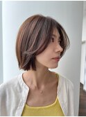 顔周りレイヤー ボブ ナチュラル