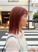 (masa)外ハネオン眉ボブ×ピンクオレンジ