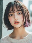 インナーカラー×ボブ/ダブルカラー/髪質改善/韓国/ブリーチ