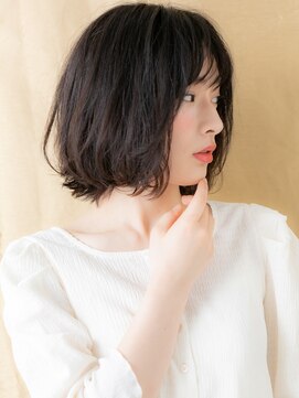 カバーヘア ブリス 戸田公園西口店(COVER HAIR bliss) 伸ばしかけ乾かすだけ抜け感黒髪ボブウルフX戸田公園30代40代