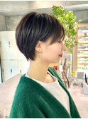 透明感カラー ボブ 前髪 ショート カラー ブリーチ&ダブルカラー