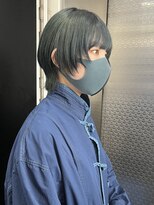 ホワイト 梅田(white) #くすみグリーン×マッシュウルフ