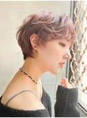 表参道roijir 耳掛けショート ×ピンクアッシュ