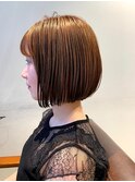【CROP】ブリーチなし×アプリコットベージュ×ボブ
