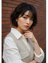 フルショウ 小牧(FURUSHO)&nbsp;20代30代40代くせ毛風ボブパーマ外ハネボブシースルーバング