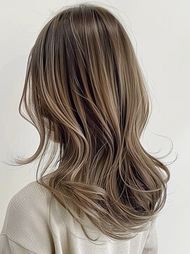 ネックス 表参道本店(nex) デザインカラーレイヤーカットウェットヘアオリーブベージュ白髪