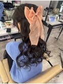 ハーフアップスタイルヘアセット所沢イベントゆる巻き学割U24