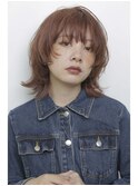 ウルフレイヤー＿ココアベージュ韓国顔周り小顔に見せるヘア