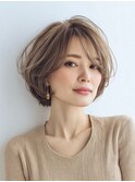 ミセスショートボブ白髪ぼかし脱白髪染め40代50代60代♪