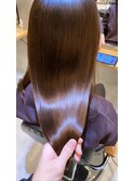 小顔セミウェットウェーブピンクベージュハイライトカラー