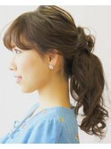 パーティーアレンジ　ポニーテール　抜け感　結婚式