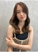 大人ガーリープリカール斜めバンググレージュカラー