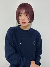ヘーゼル 博多(HAZEL.) CHIHIRO ブリーチなしボルドーカラー マッシュレイヤーボブ
