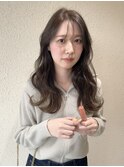 オリーブベージュ ロング 波巻き