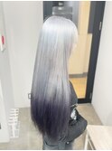 ホワイトシルバーカラーホワイトブロンドブリーチダブルカラー