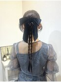 黒リボン×カチモリヘアセット＊