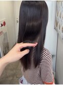 バレイヤージュボブヘアセミロング前髪タッセルボブ姫カット