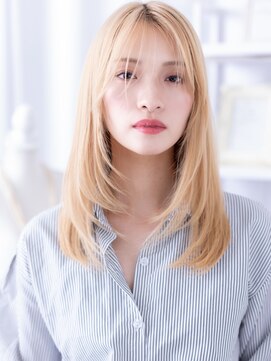 韓国風バタフライカットブリーチオンカラーa越谷10代20代30代