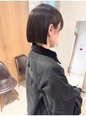久保田)切りっぱなしぱつっとボブナチュラルブラウンベージュ