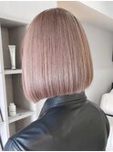 ミルクティーカラー×切りっぱなしボブ