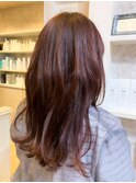 福山市美容室Caary人気 ロングヘア・ピンクカシスブラウン